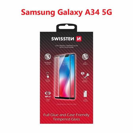 Swissten sklo full glue, color frame, case friendly Samsung A346 Galaxy A34 5G černé