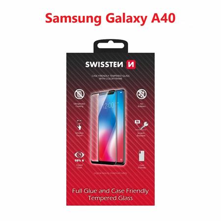 Swissten sklo full glue, color frame, case friendly Samsung A405 Galaxy A40 černé