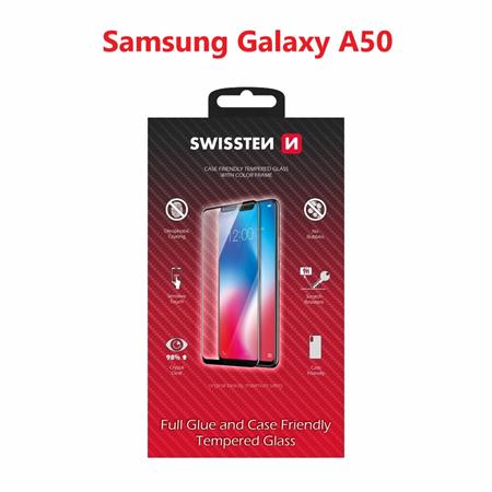 Swissten sklo full glue, color frame, case friendly Samsung A505 Galaxy A50 černé