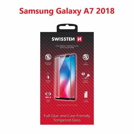 Swissten sklo full glue, color frame, case friendly Samsung A750 Galaxy A7 2018 černé