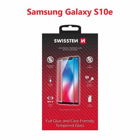 Swissten sklo full glue, color frame, case friendly Samsung G970 Galaxy s10e černé