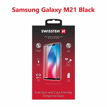Swissten sklo full glue, color frame, case friendly Samsung M215 Galaxy M21 černé