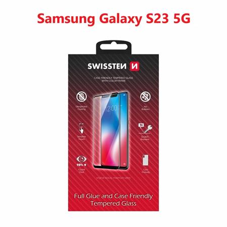 Swissten sklo full glue, color frame, case friendly Samsung S911 Galaxy S23 5G černé