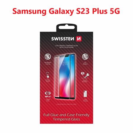 Swissten sklo full glue, color frame, case friendly Samsung S916 Galaxy S23 plus 5G černé