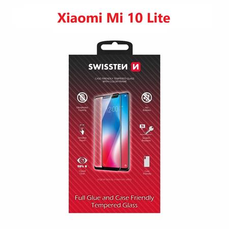 Swissten sklo full glue, color frame, case friendly Xiaomi Mi 10 Lite černé