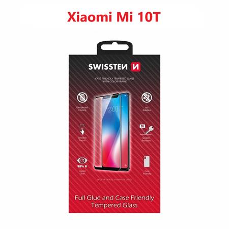Swissten sklo full glue, color frame, case friendly Xiaomi Mi 10T černé