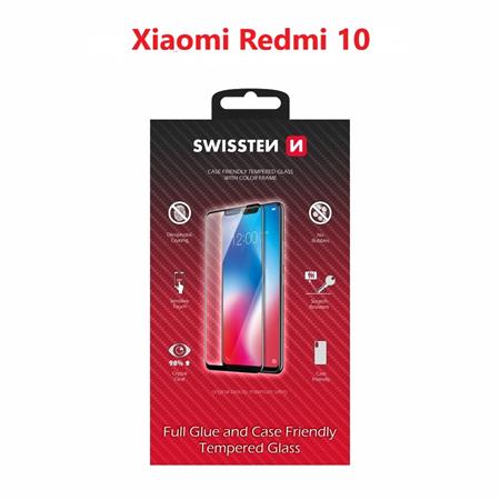 Swissten sklo full glue, color frame, case friendly Xiaomi Redmi 10 LTE černé