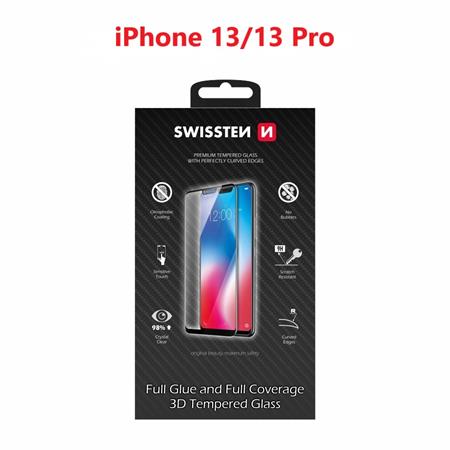 Swissten sklo ultra durable 3D full glue glass Apple iPhone 13/13 Pro černé