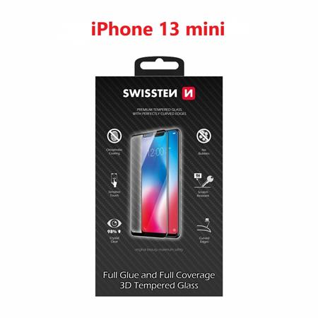 Swissten sklo ultra durable 3D full glue glass Apple iPhone 13 mini černé