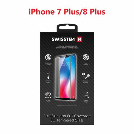 Swissten sklo ultra durable 3D full glue glass Apple Iphone 7 plus/8 plus černé