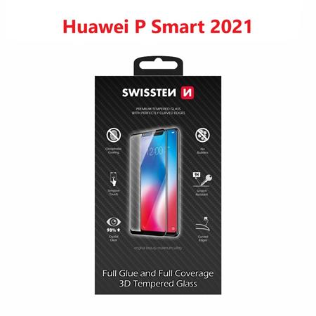Swissten sklo Ultra durable 3D full glue glass Huawei P Smart 2021 černé