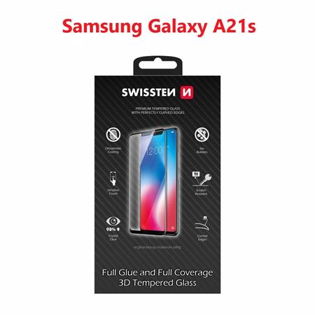 Swissten sklo ultra durable 3D full glue glass Samsung Galaxy a21s černé