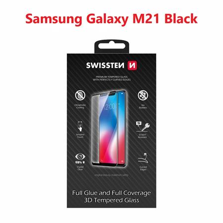 Swissten sklo Ultra durable 3D full glue glass Samsung M215 Galaxy M21 černé