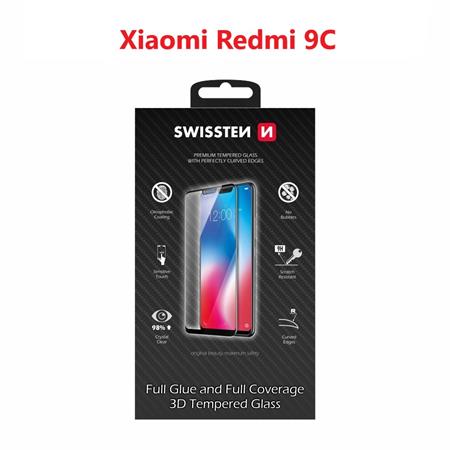 Swissten sklo Ultra durable 3D full glue glass Xiaomi Redmi 9C černé