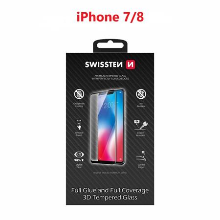 Swissten ultra durable 3D full glue glass Apple Iphone 7/8/SE2 černé