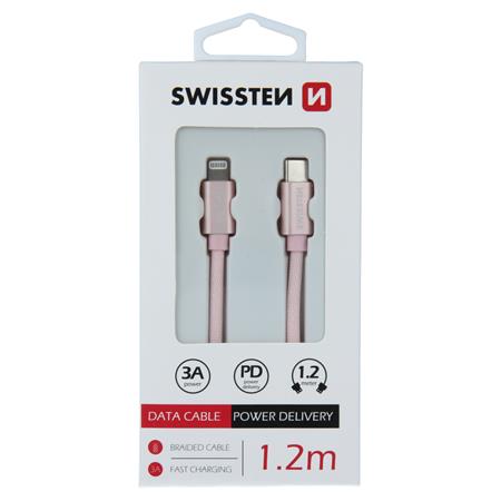 Swissten USB-C/Lightning 1.2m, růžovo-zlatý