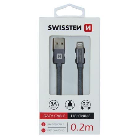 Swissten USB/Lightning 0.2m, šedý