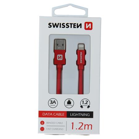 Swissten USB/Lightning 1.2m, červený