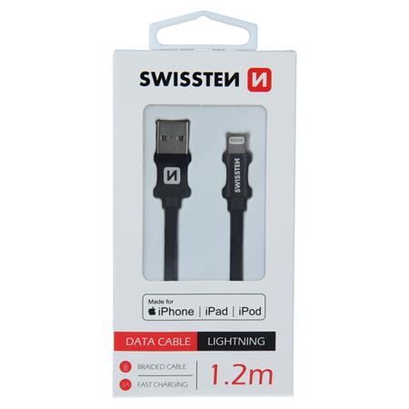 Swissten USB/Lightning MFi 1.2m, černý