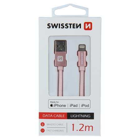 Swissten USB/Lightning MFi 1.2m, růžovo-zlatý