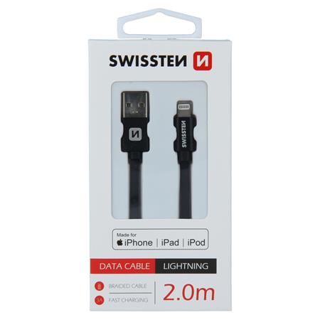 Swissten USB/Lightning MFi 2m, černý