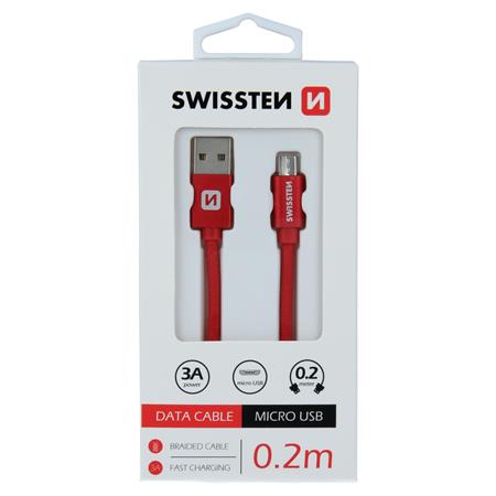 Swissten USB/microUSB 0.2m, červený