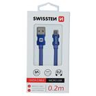 Swissten USB/microUSB 0.2m, modrý