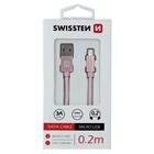 Swissten USB/microUSB 0.2m, růžovo-zlatý