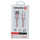 Swissten USB/microUSB 1.2m, růžovo-zlatý