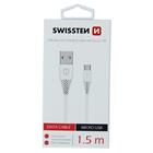 Swissten USB/MicroUSB 1.5m, bílý (6,5mm)