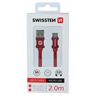 Swissten USB/microUSB 2m, červený