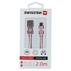 Swissten USB/microUSB 2m, růžovo-zlatý