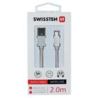 Swissten USB/microUSB 2m, stříbrný
