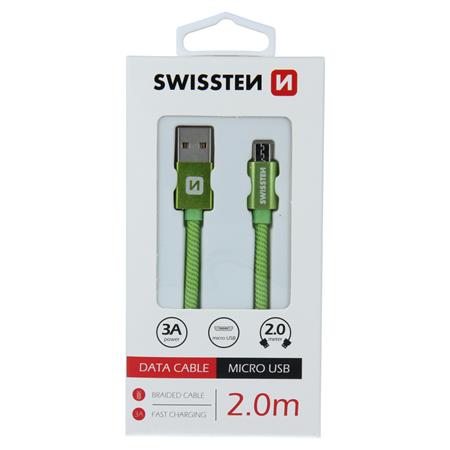 Swissten USB/microUSB 2m, zelený