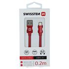 Swissten USB/USB-C 0.2m, červený