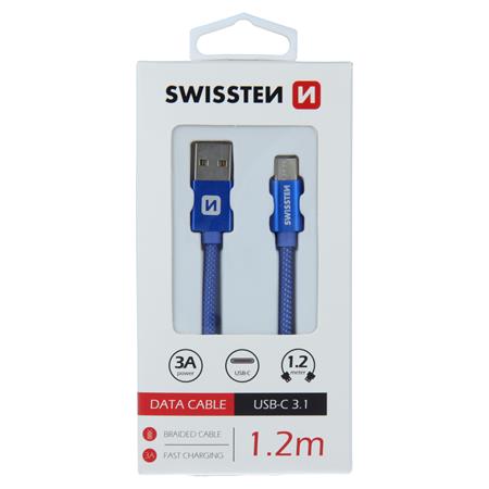 Swissten USB/USB-C 1.2m, modrý