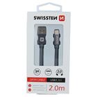 Swissten USB/USB-C 2m, šedý, textilní