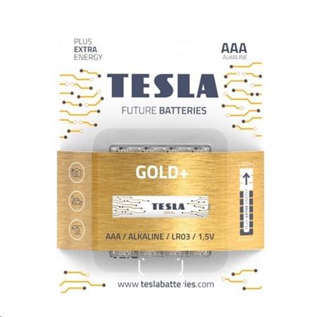 Tesla GOLD+ alkalická baterie AAA (LR03, mikrotužková, blister) 4 ks