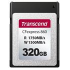 Transcend 320GB CFexpress 860 NVMe PCIe Gen3 x2 (Type B) paměťová karta, 1750MB s R, 1500MB s W