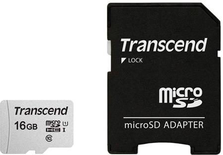 Transcend MicroSDHC karta 16GB 300S, UHS-I U1 + adaptér