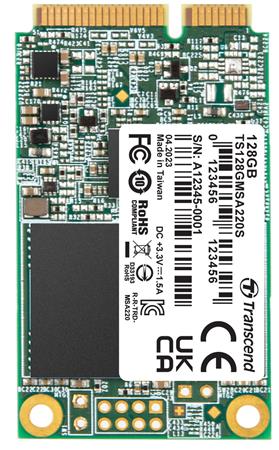 Transcend MSA220S 128GB SSD disk mSATA, SATA III 6Gb s (3D TLC), 560MB s R, 500MB s W; TS128GMSA220S