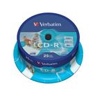 Verbatim CD-R 700MB 52x, 25ks - média, Inkjet Printable - ID Branded, AZO, spindle 43439