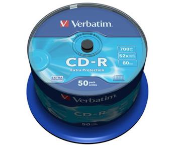Verbatim CD-R 700MB 52x, 50ks - média, Extra Protection, spindle 43351