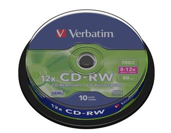 Verbatim CD-RW 700MB 12x, 10ks - média, Scratch Resistant, spindle 43480