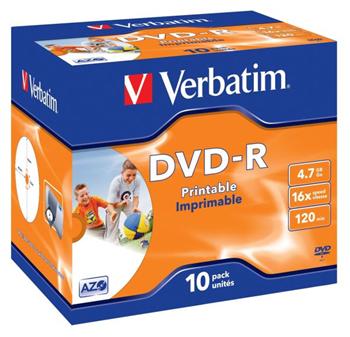 Verbatim DVD-R 10ks Printable/16x/4.7GB/Jewel 43521
