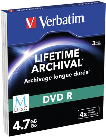 Verbatim DVD-R 4,7GB M-Disc 4x, slim box, 3ks/pack 43826