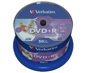 Verbatim DVD+R(50-Pack)Spindle/Printable/16x/4.7GB/DLP 43512