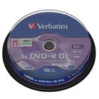 Verbatim DVD+R 8,5GB 8x DoubleLayer, 10ks - média, AZO, dvouvrstvé, spindle 43666