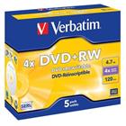 Verbatim DVD+RW 4,7GB 4x, 5ks - média, jewel 43229