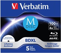 Verbatim MDisc BDXL (5-pack)Jewel/4x/100GB 43834